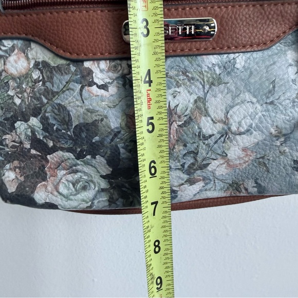 Rosetti Vintage Style Floral Crossbody Bag with Brown Trim & Multi-Pockets - Picture 9 of 11